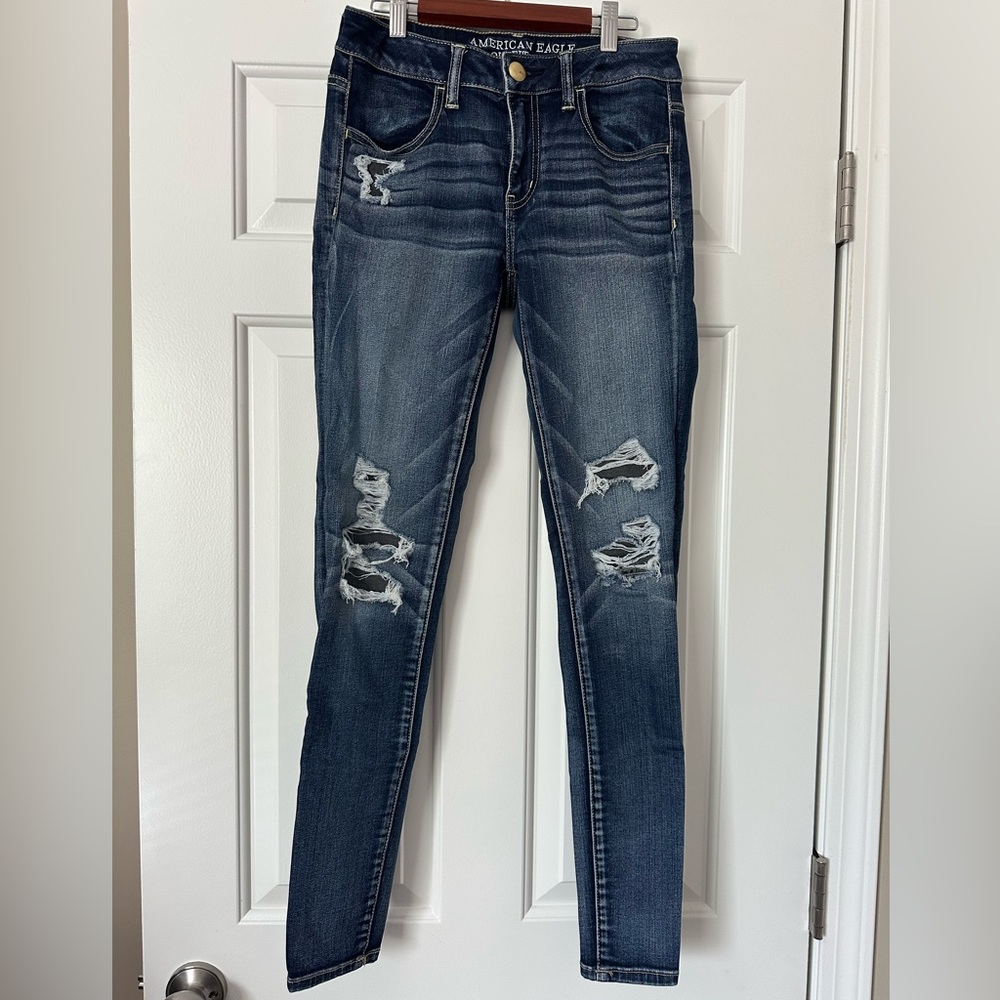 American Eagle Outfitters Blue Skinny Distressed Jegging